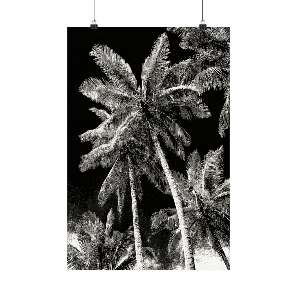 GG1200 - Black White Palm Tree Digital Art Print Modern Botanical Wall Art
