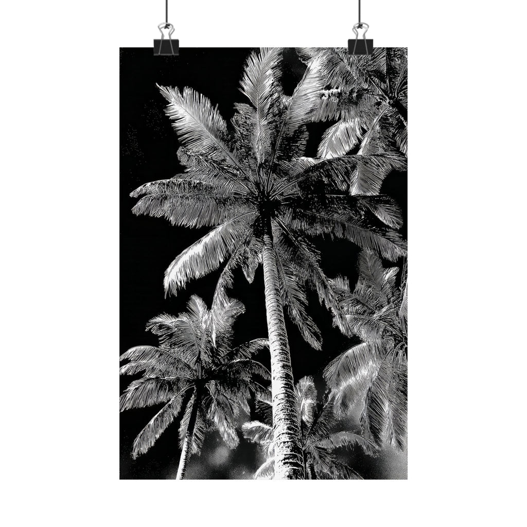 GG1201 - Palm Fronds Black White Digital Art Modern Botanical Wall Print
