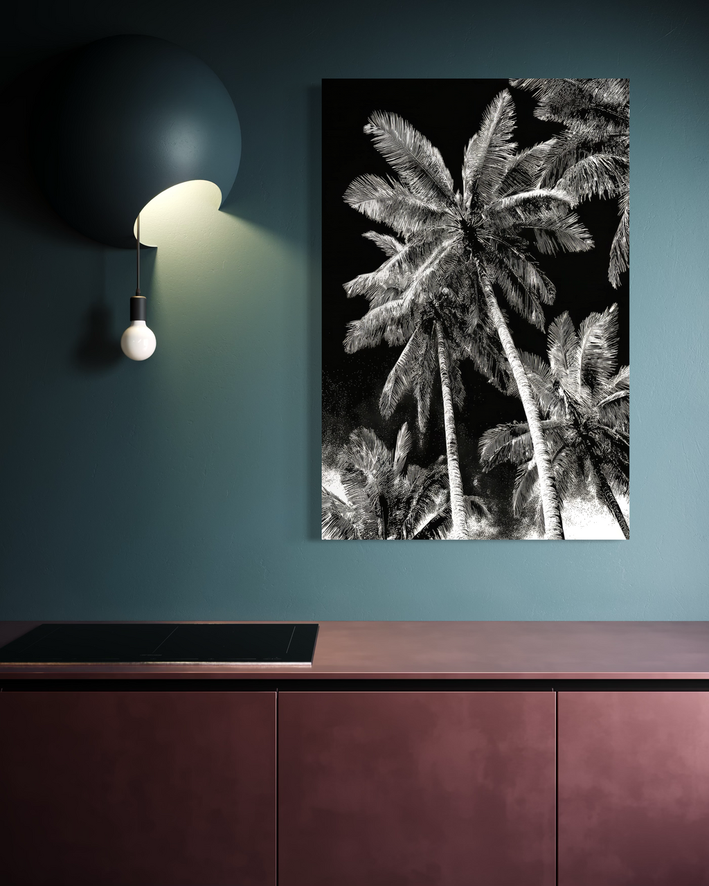 GG1200 - Black White Palm Tree Digital Art Print Modern Botanical Wall Art