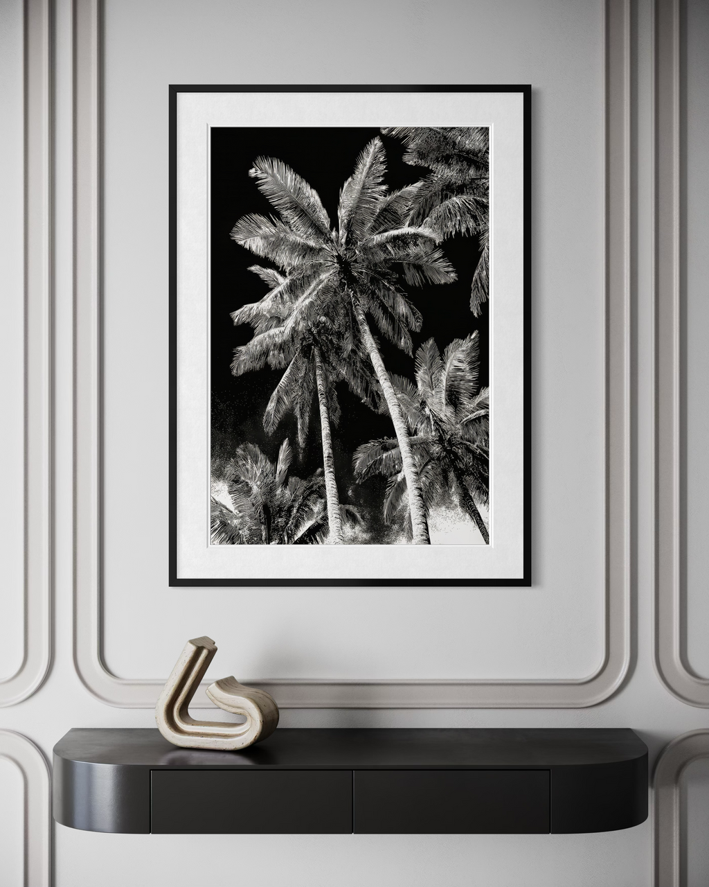 GG1200 - Black White Palm Tree Digital Art Print Modern Botanical Wall Art