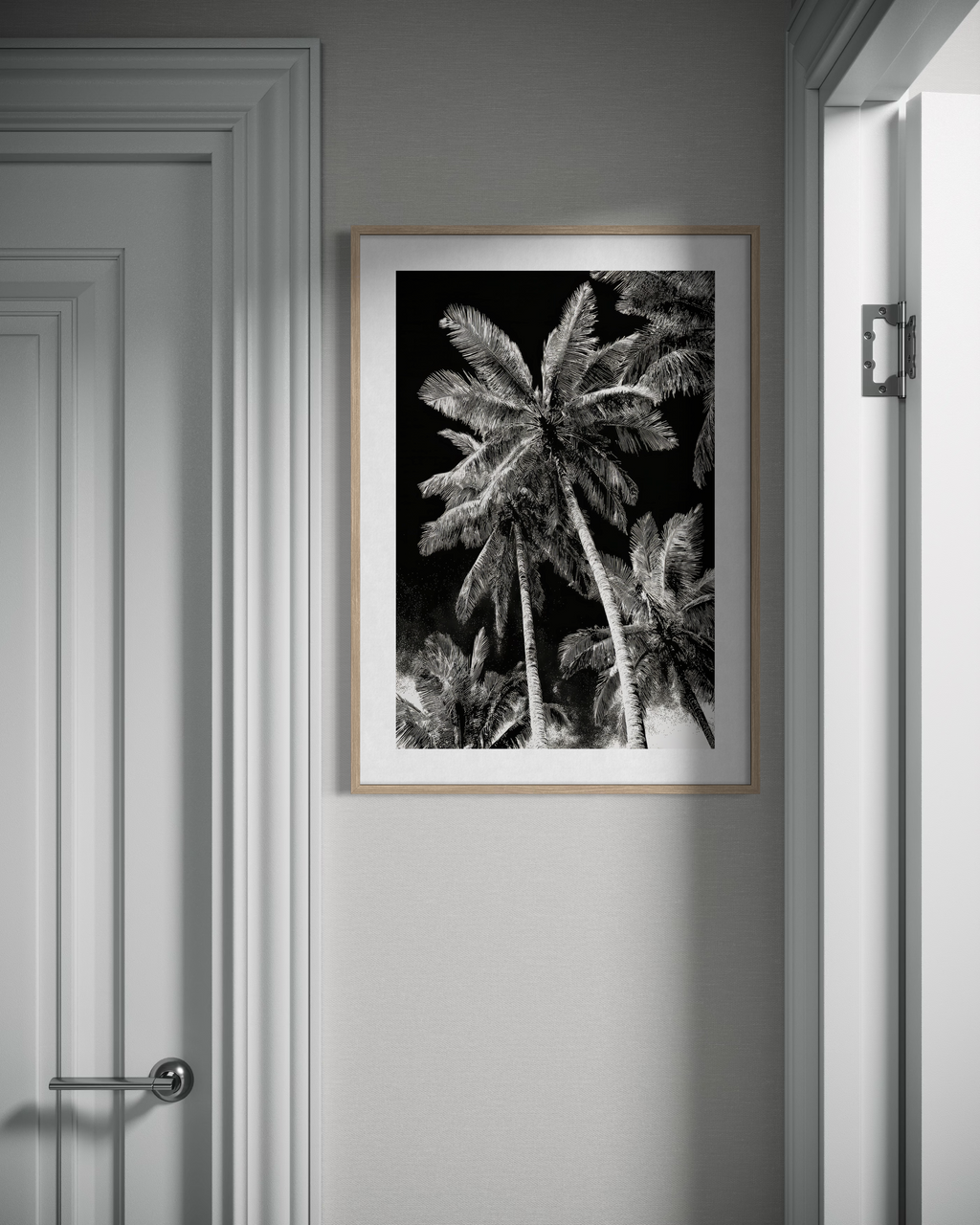 GG1200 - Black White Palm Tree Digital Art Print Modern Botanical Wall Art