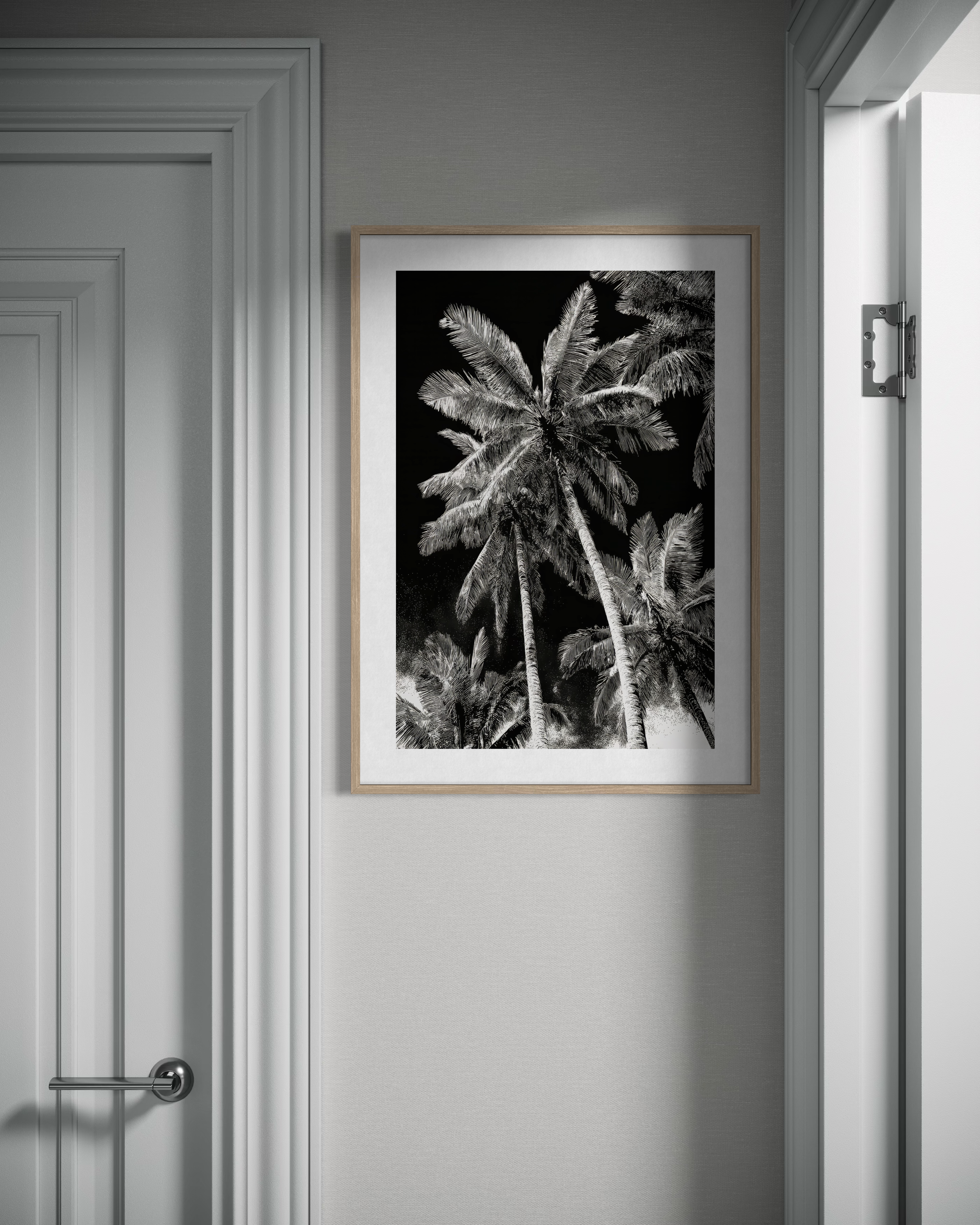 GG1200 - Black White Palm Tree Digital Art Print Modern Botanical Wall Art