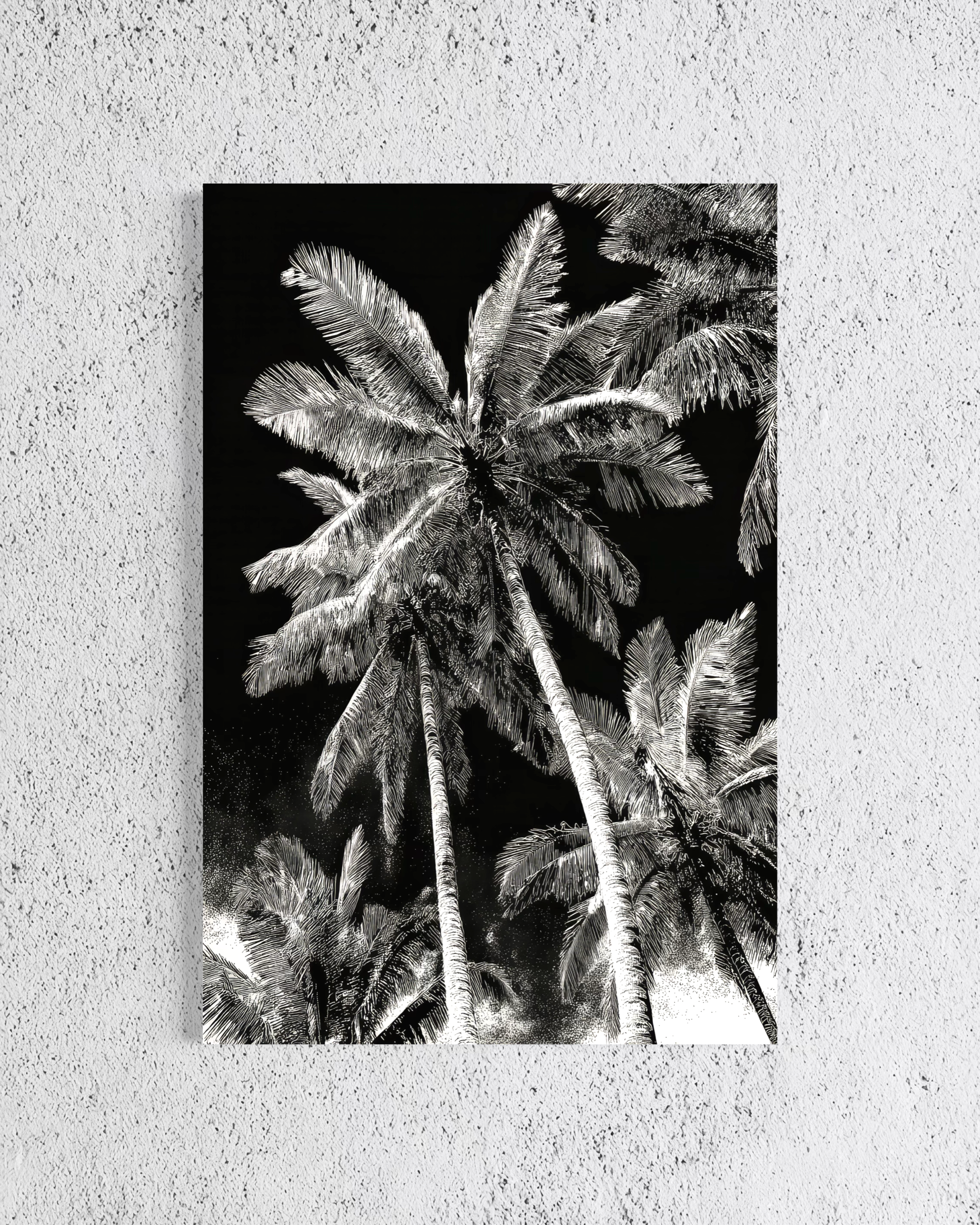 GG1200 - Black White Palm Tree Digital Art Print Modern Botanical Wall Art