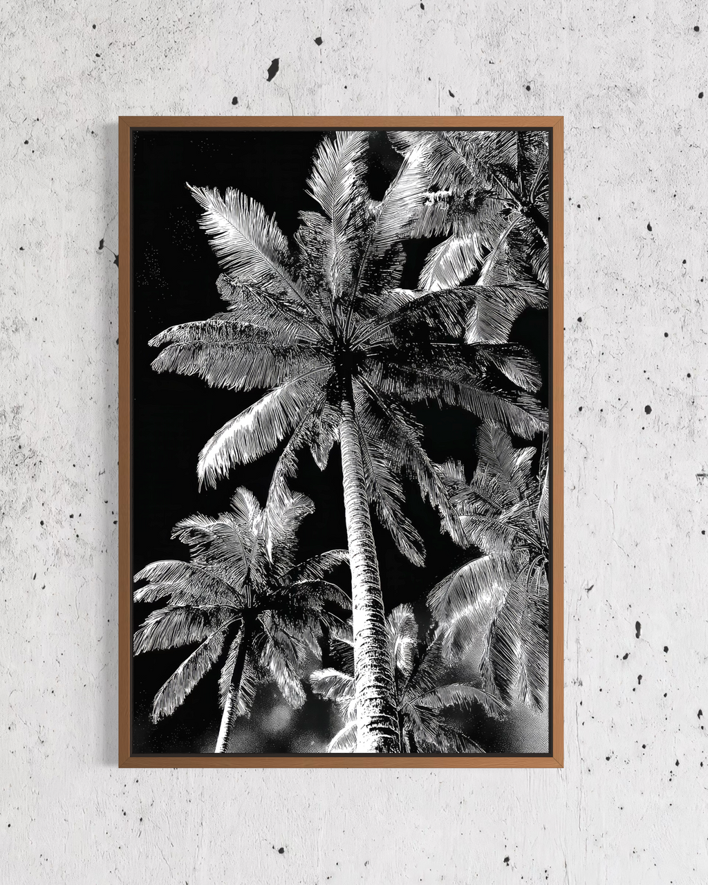 GG1201 - Palm Fronds Black White Digital Art Modern Botanical Wall Print