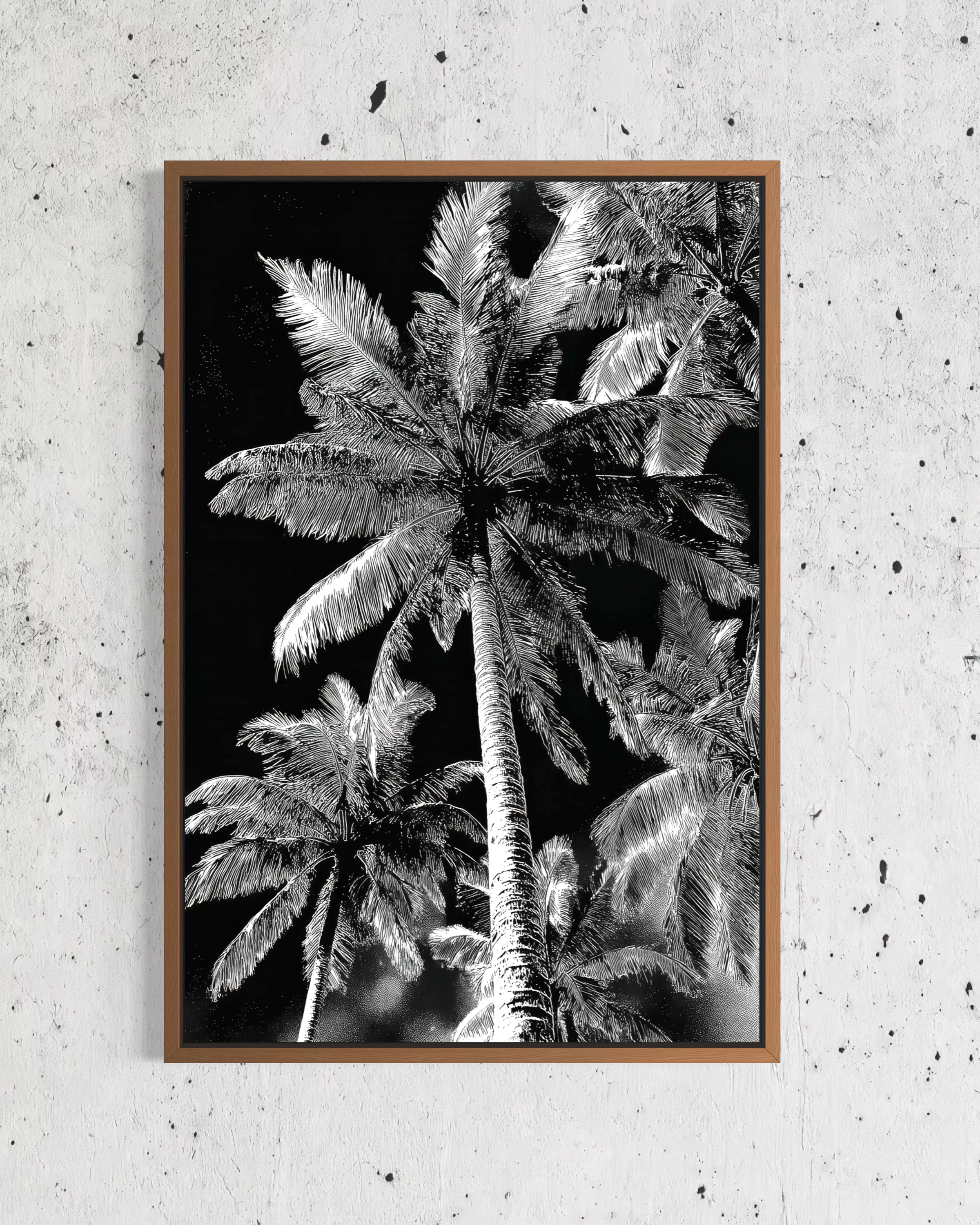 GG1201 - Palm Fronds Black White Digital Art Modern Botanical Wall Print