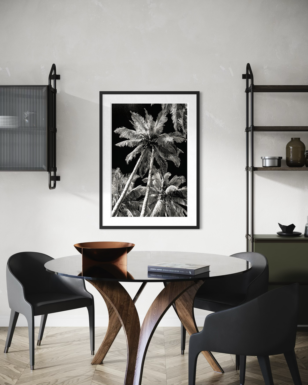 GG1202 - Tropical Palm Tree Black White Digital Fine Art Wall Print