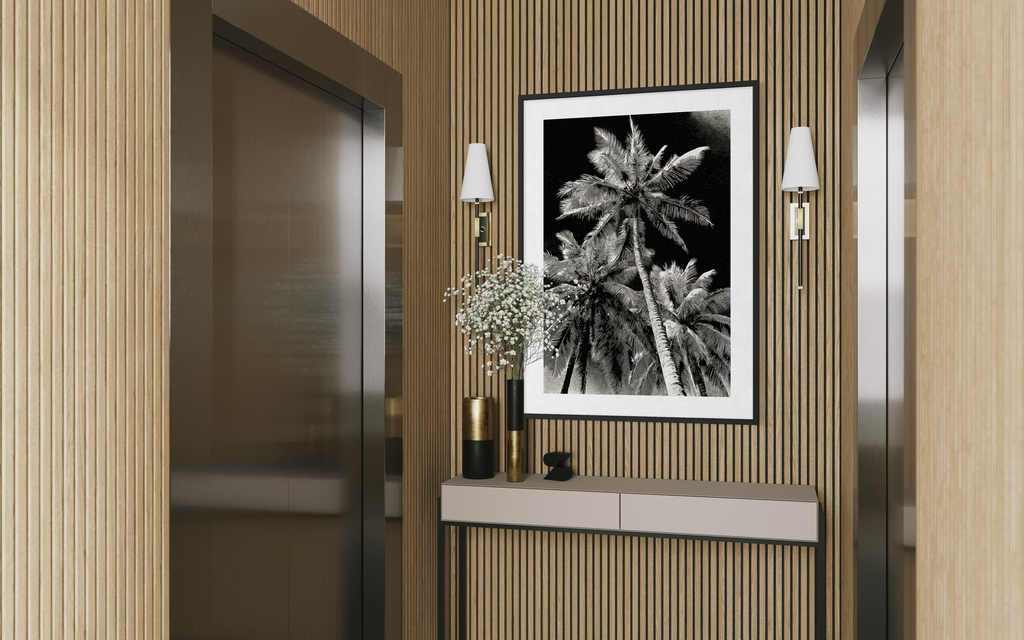 GG1203 - Palm Tree Black White Digital Art Modern Botanical Wall Print
