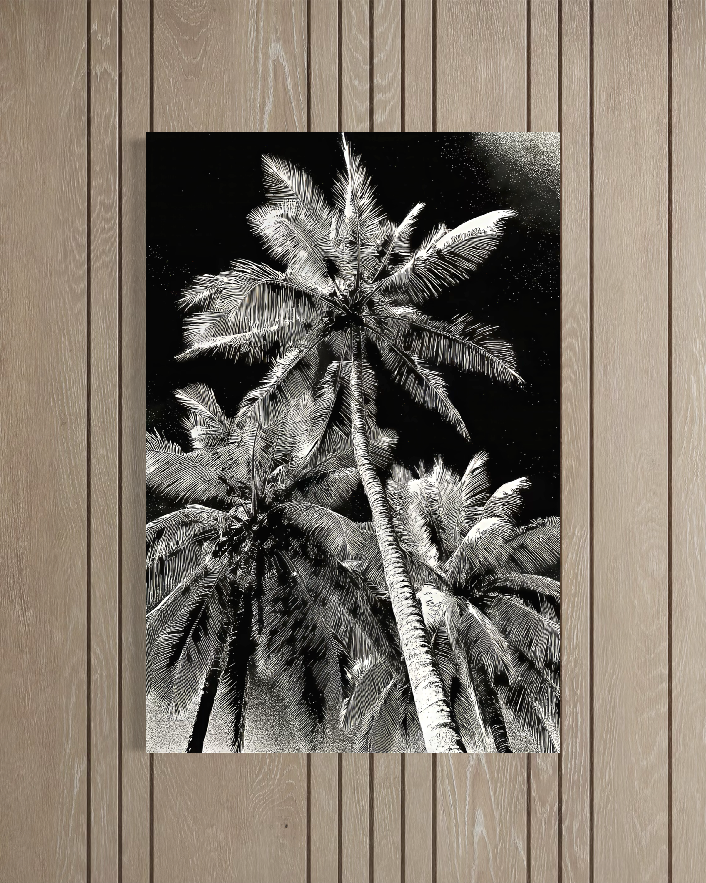 GG1203 - Palm Tree Black White Digital Art Modern Botanical Wall Print