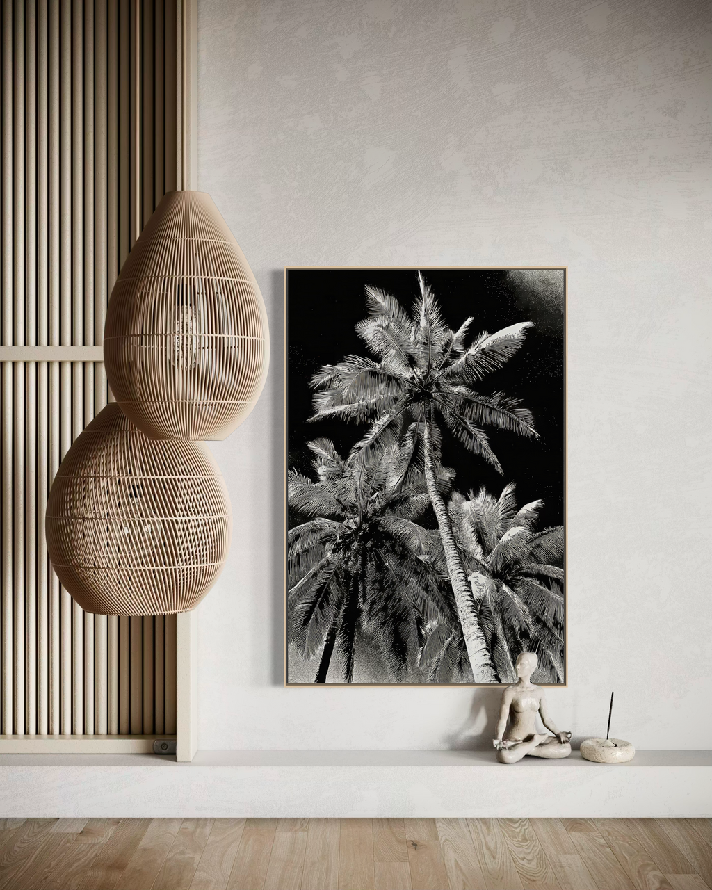 GG1203 - Palm Tree Black White Digital Art Modern Botanical Wall Print