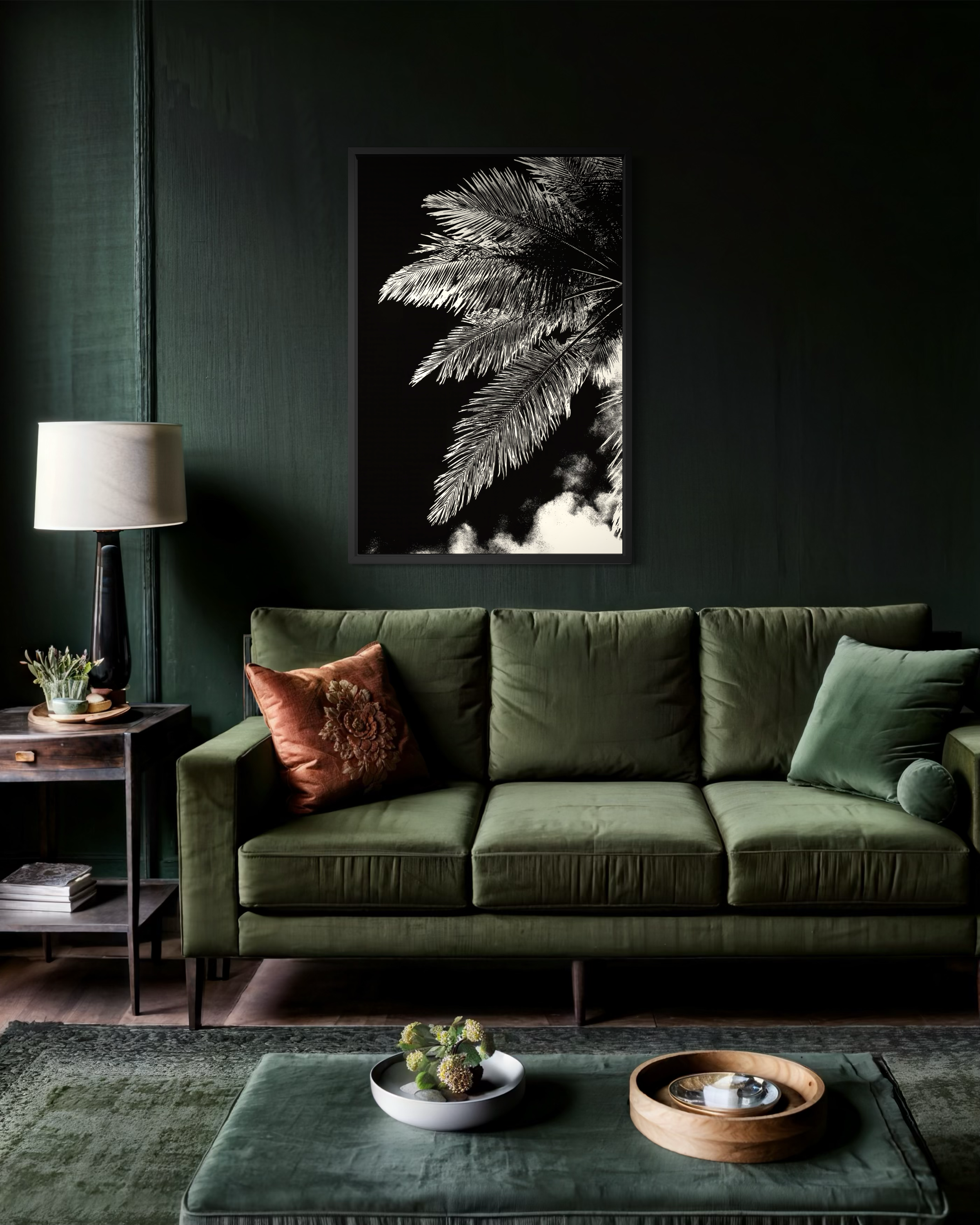GG1204 - Black White Palm Botanical Digital Fine Art Modern Wall Print
