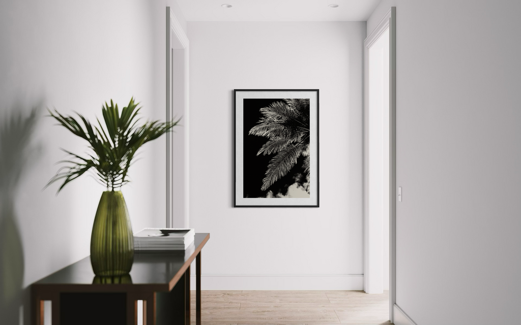 GG1204 - Black White Palm Botanical Digital Fine Art Modern Wall Print