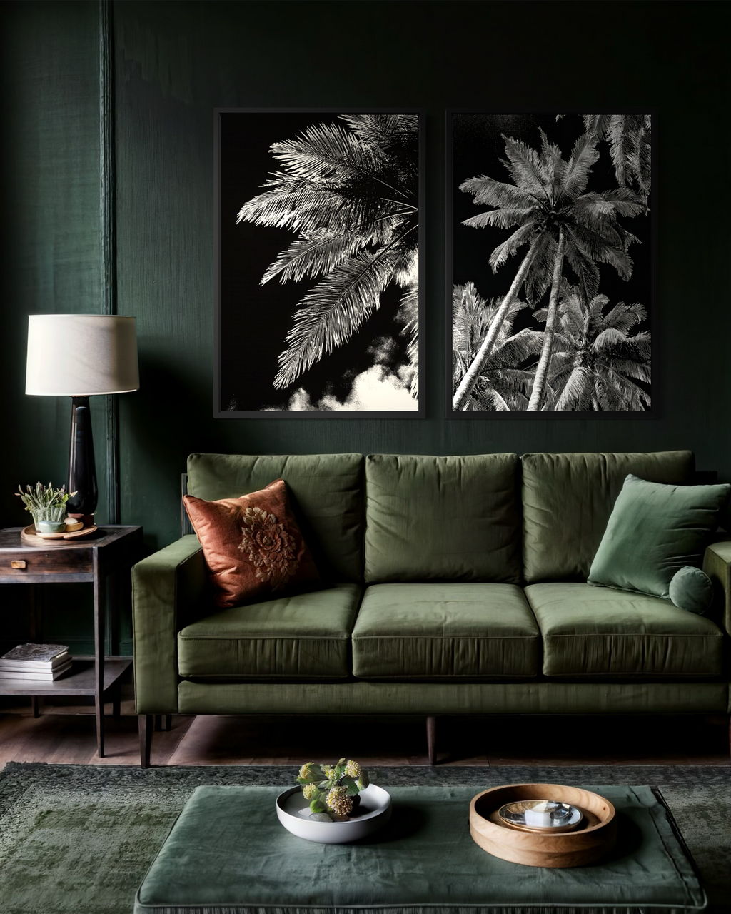 GG1204 - Black White Palm Botanical Digital Fine Art Modern Wall Print