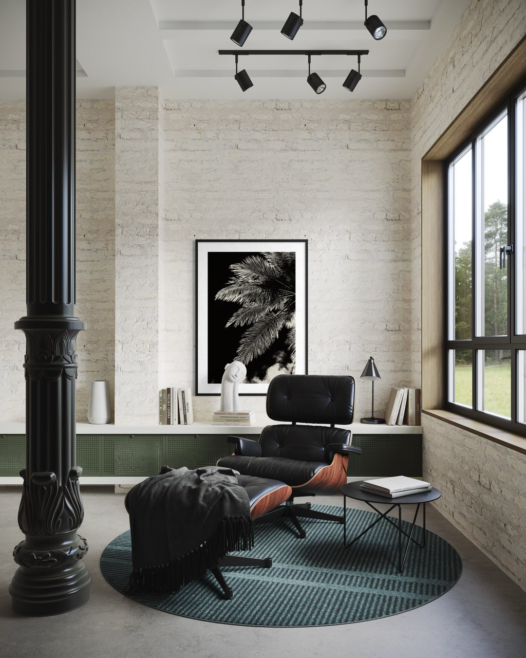 GG1204 - Black White Palm Botanical Digital Fine Art Modern Wall Print
