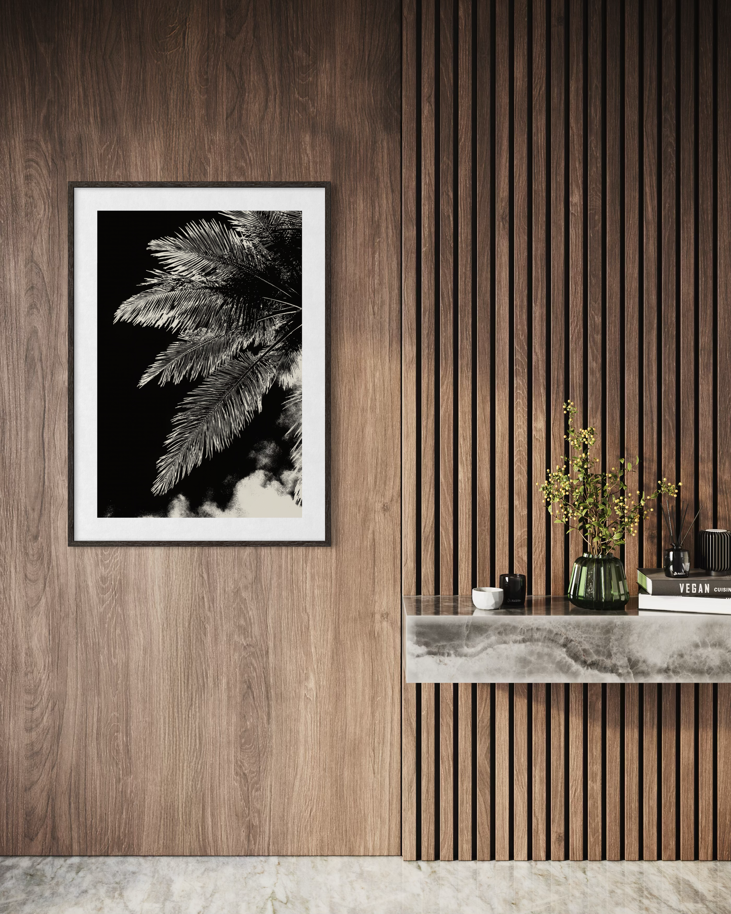 GG1204 - Black White Palm Botanical Digital Fine Art Modern Wall Print