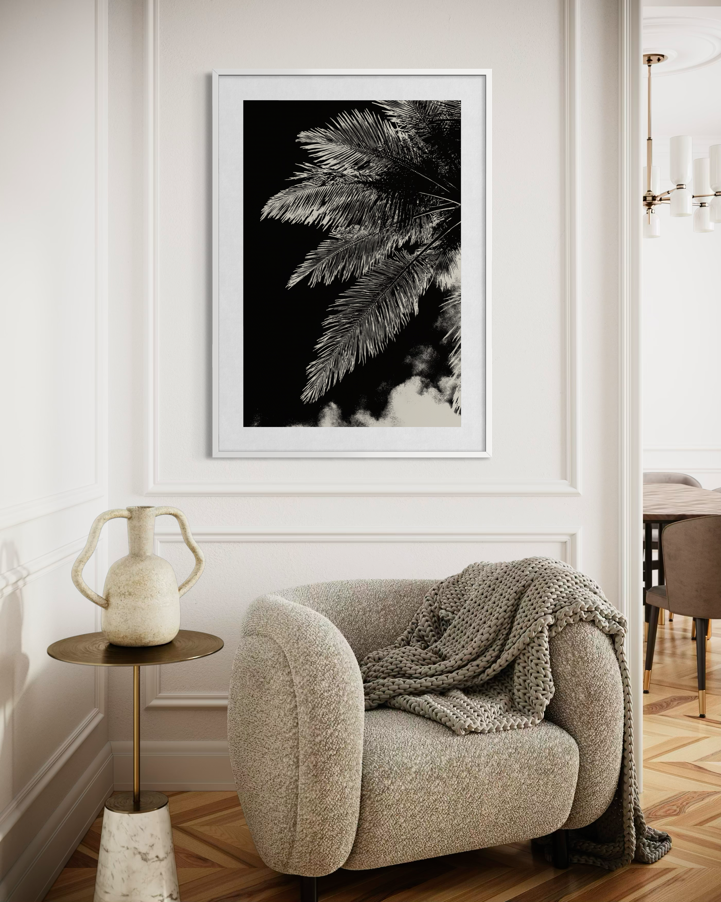 GG1204 - Black White Palm Botanical Digital Fine Art Modern Wall Print