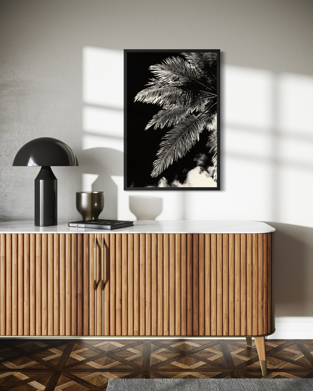 GG1204 - Black White Palm Botanical Digital Fine Art Modern Wall Print