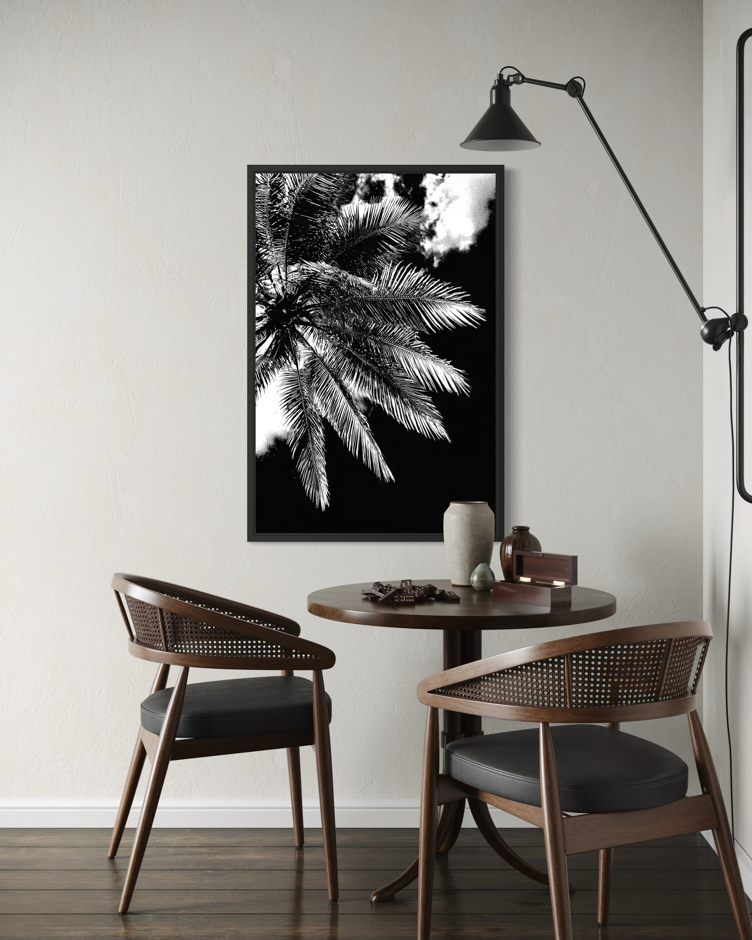 GG1205 - Palm Frond Black White Digital Fine Art Modern Botanical Print