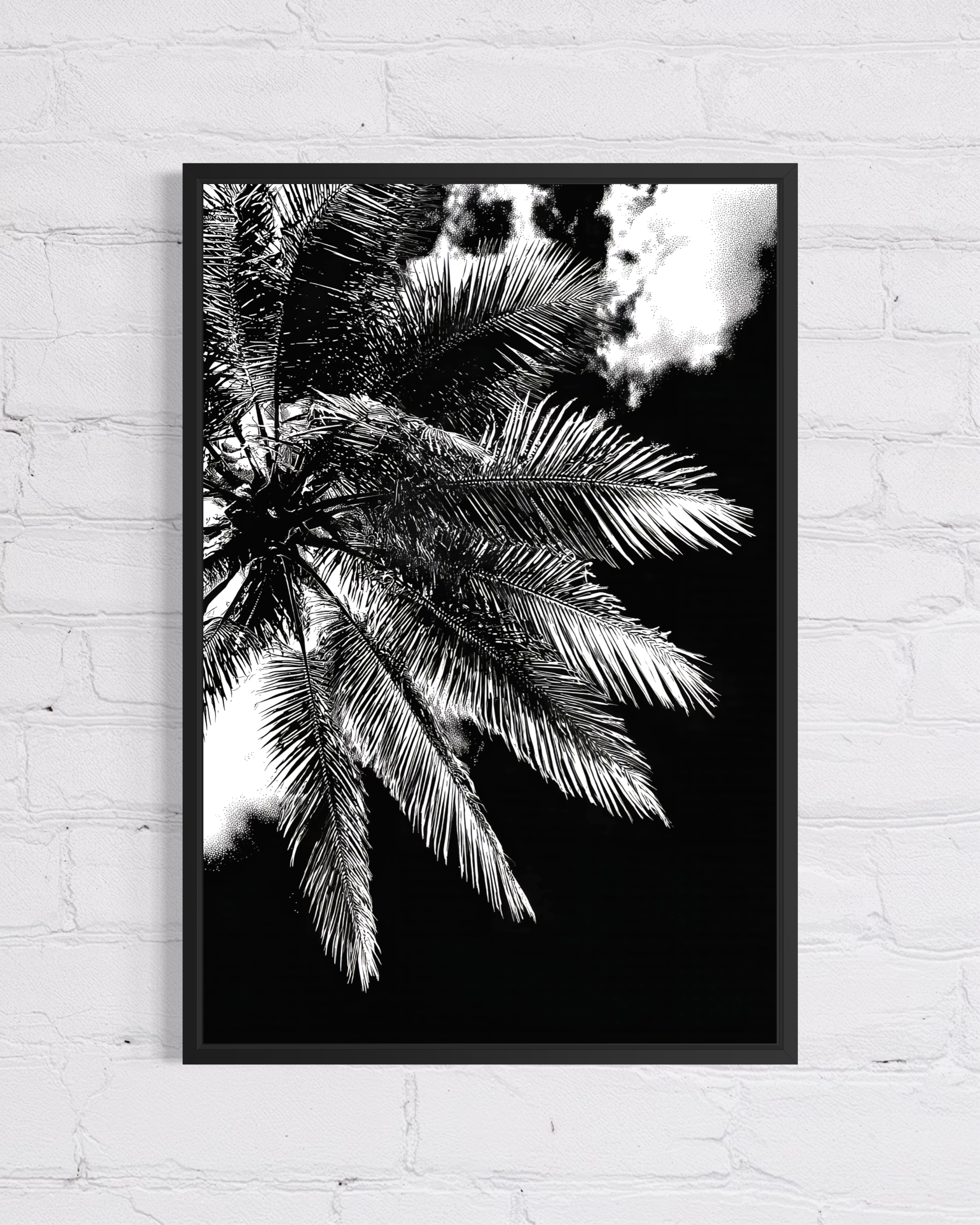 GG1205 - Palm Frond Black White Digital Fine Art Modern Botanical Print