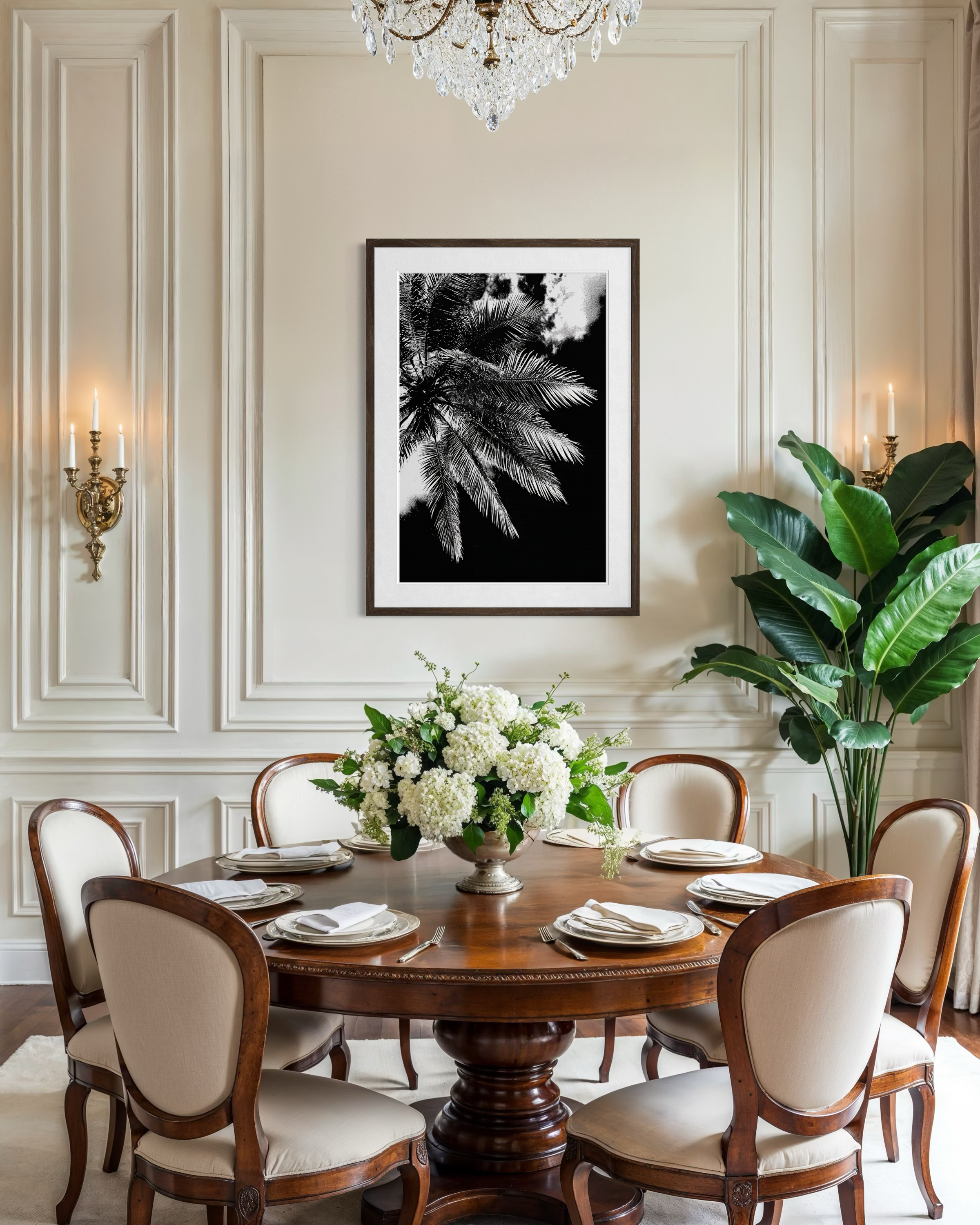 GG1205 - Palm Frond Black White Digital Fine Art Modern Botanical Print