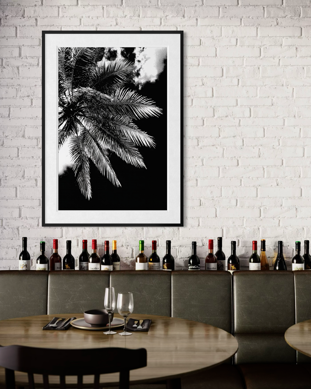GG1205 - Palm Frond Black White Digital Fine Art Modern Botanical Print