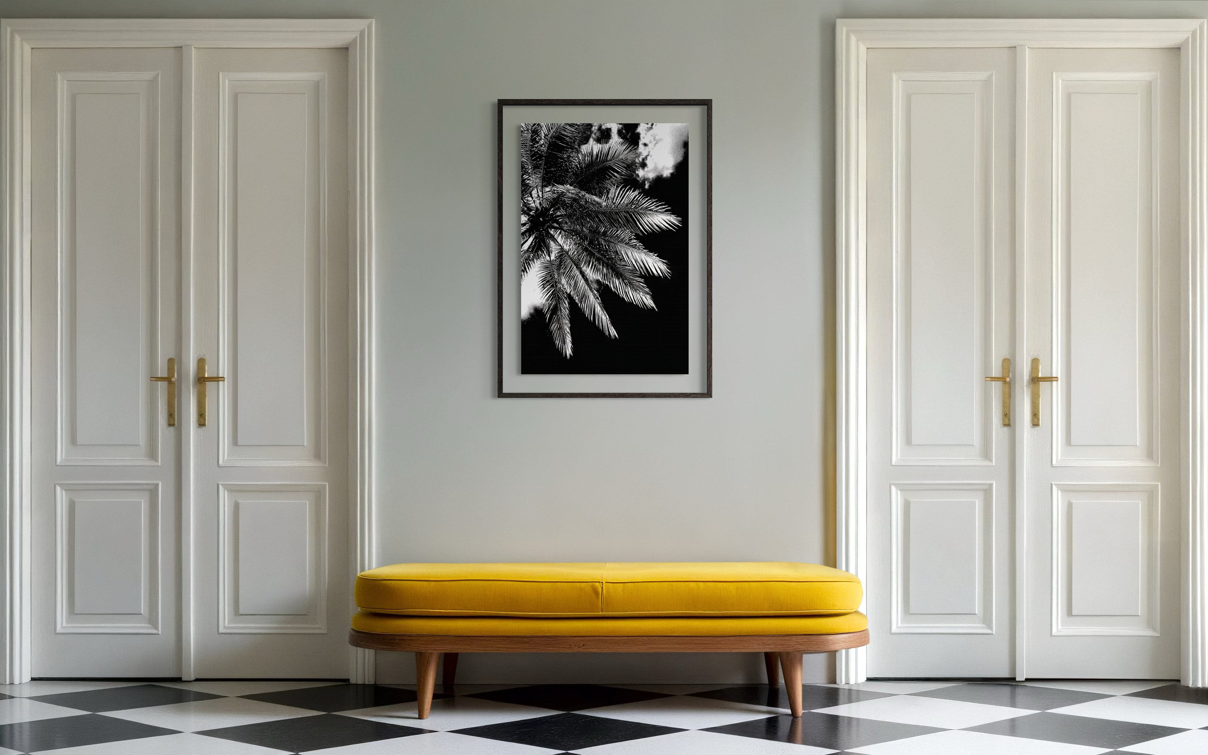 GG1205 - Palm Frond Black White Digital Fine Art Modern Botanical Print