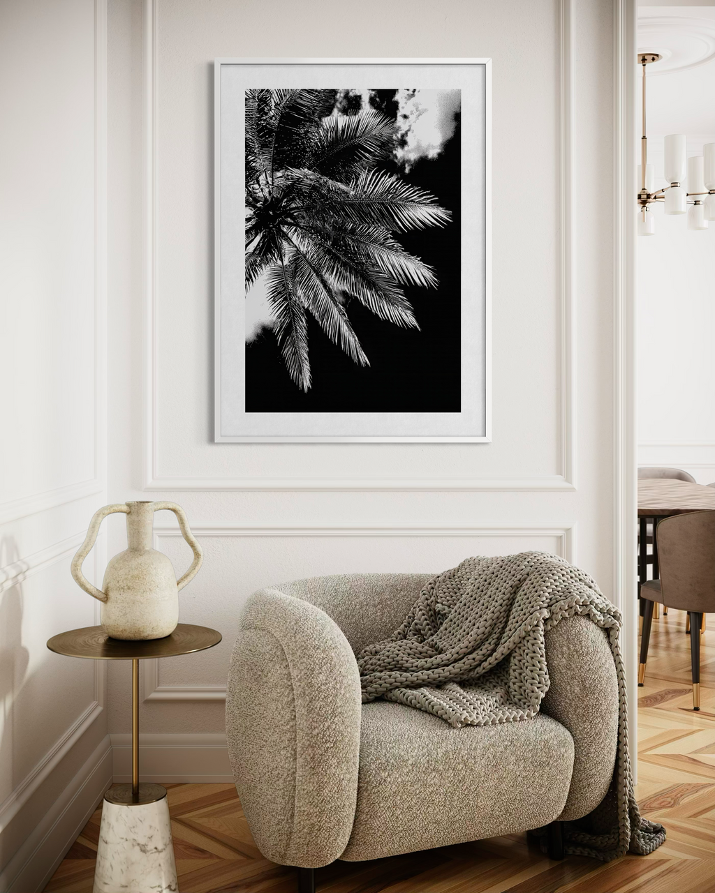 GG1205 - Palm Frond Black White Digital Fine Art Modern Botanical Print